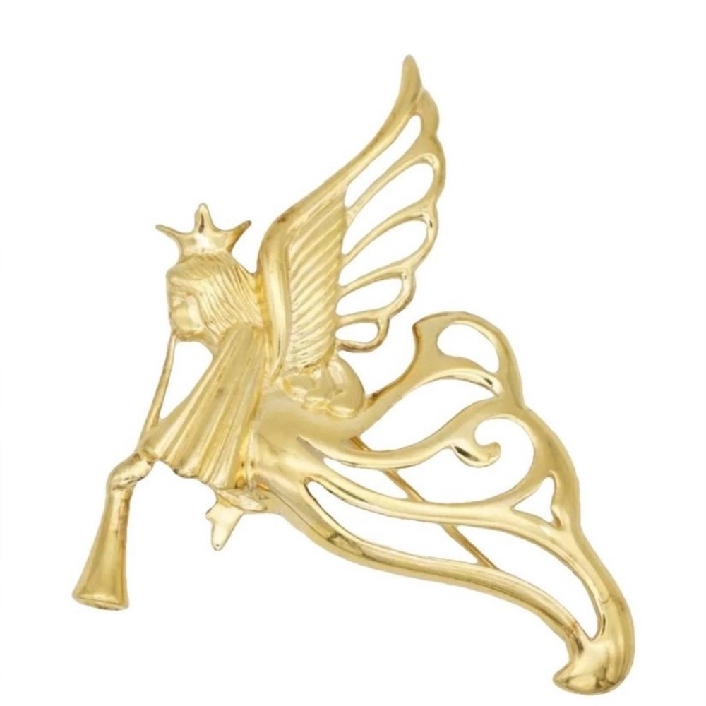 Women's Vintage 1980’s Givenchy Gold Tone Angel Brooch